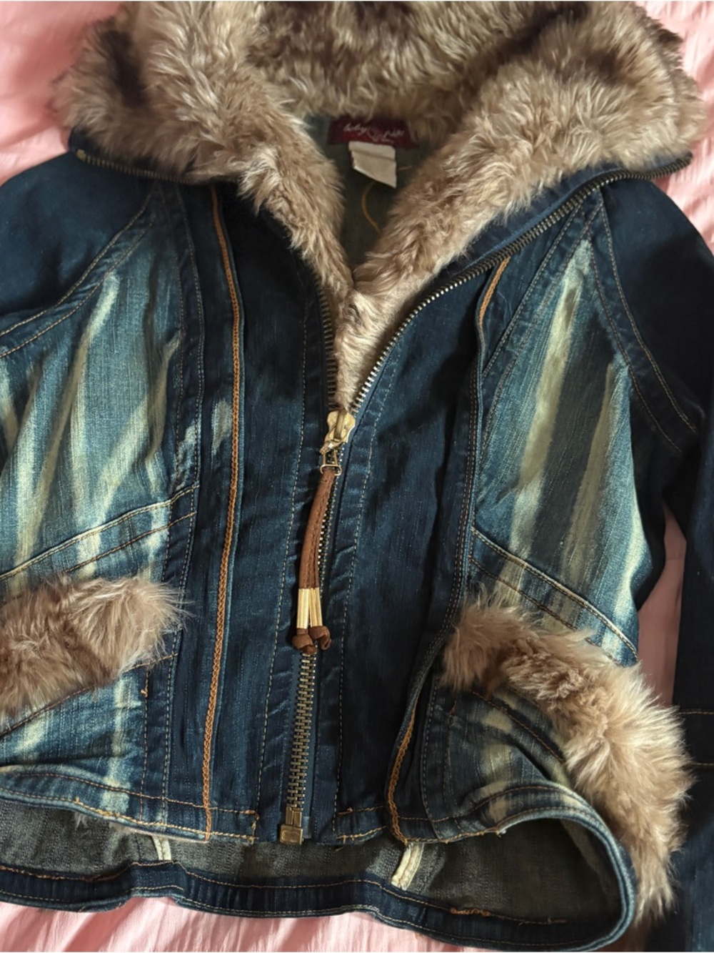 Vintage Baby Phat Denim Jacket with Fur Trim - Picture 2 of 4